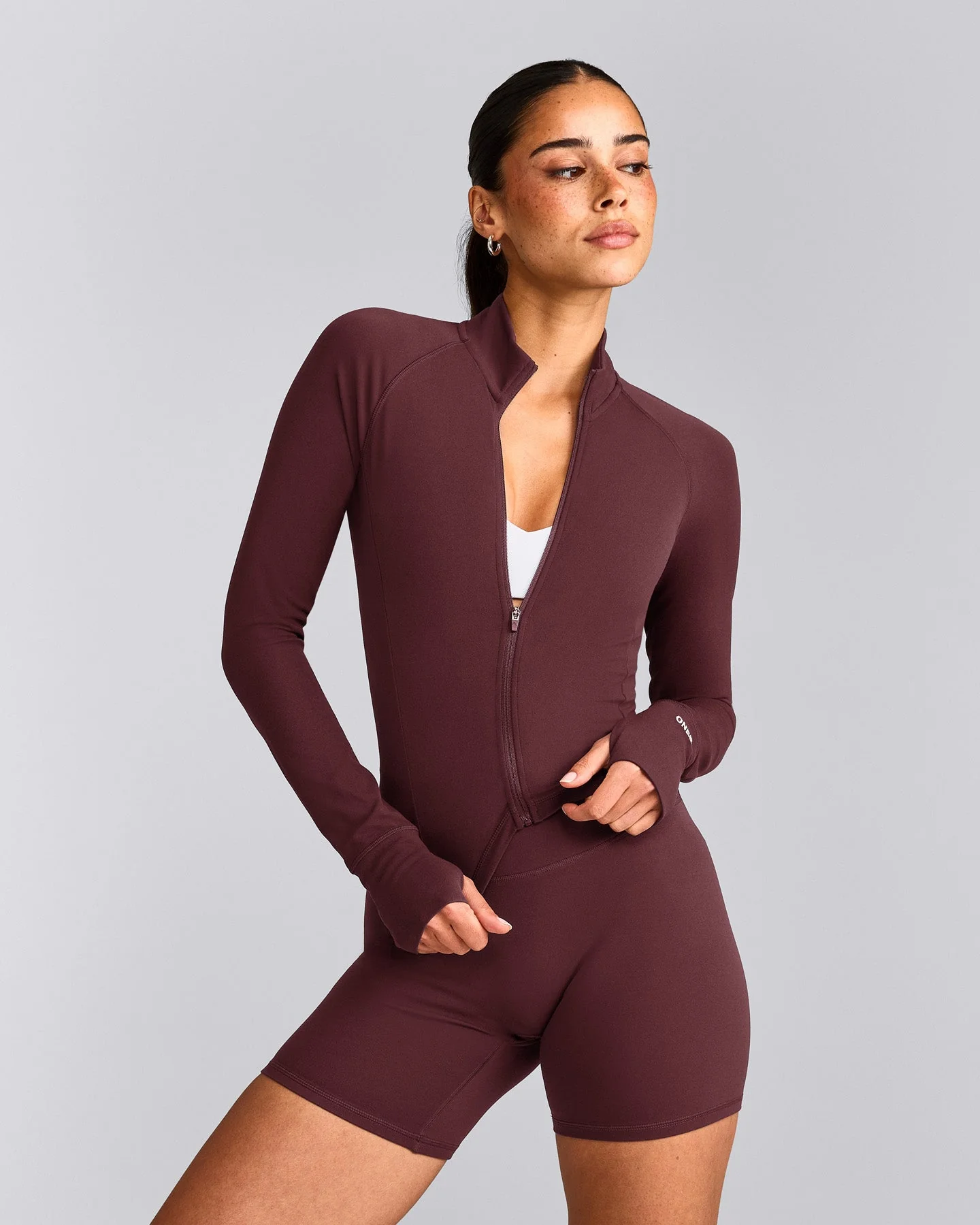 SoftMotion™ Mid Jacket with Grey Logo | Velvet Mocha