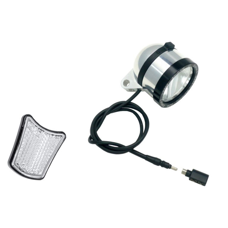 SON Edelux II LED Front Light with Coax Plug and SON-Coax-Adapter - silver polished