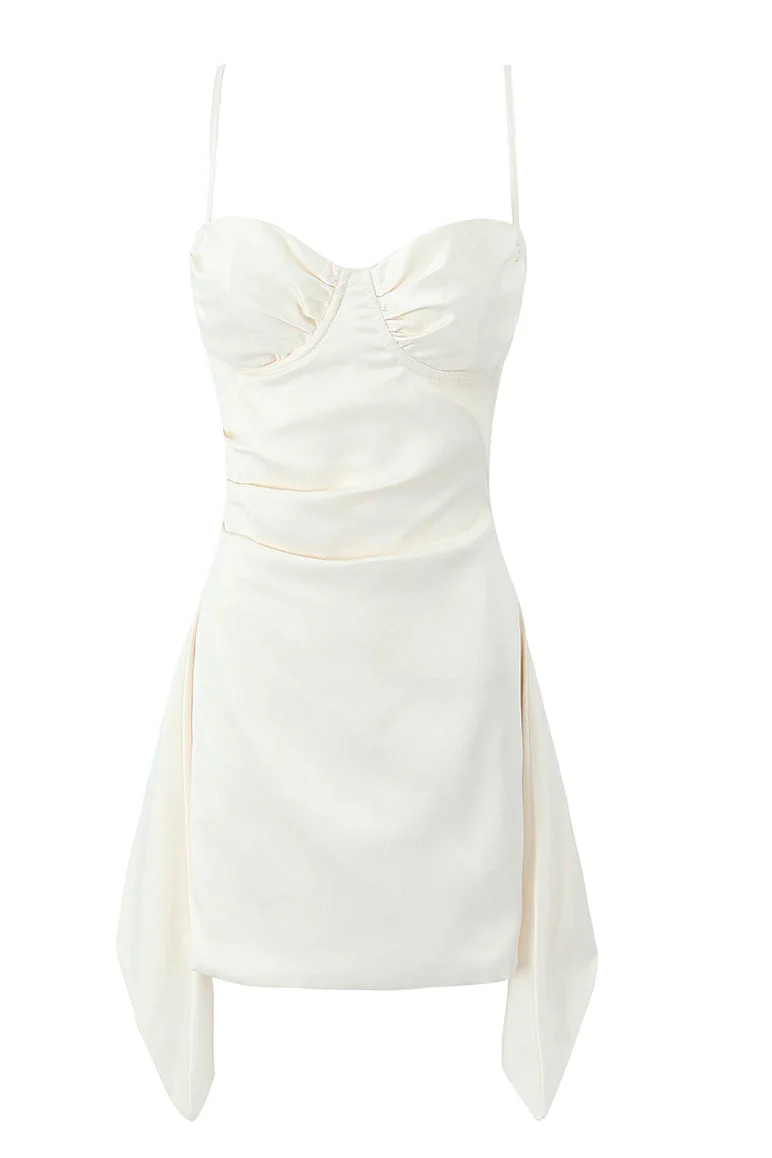 Spaghetti Straps Apricot Asymmetrical Short Dress