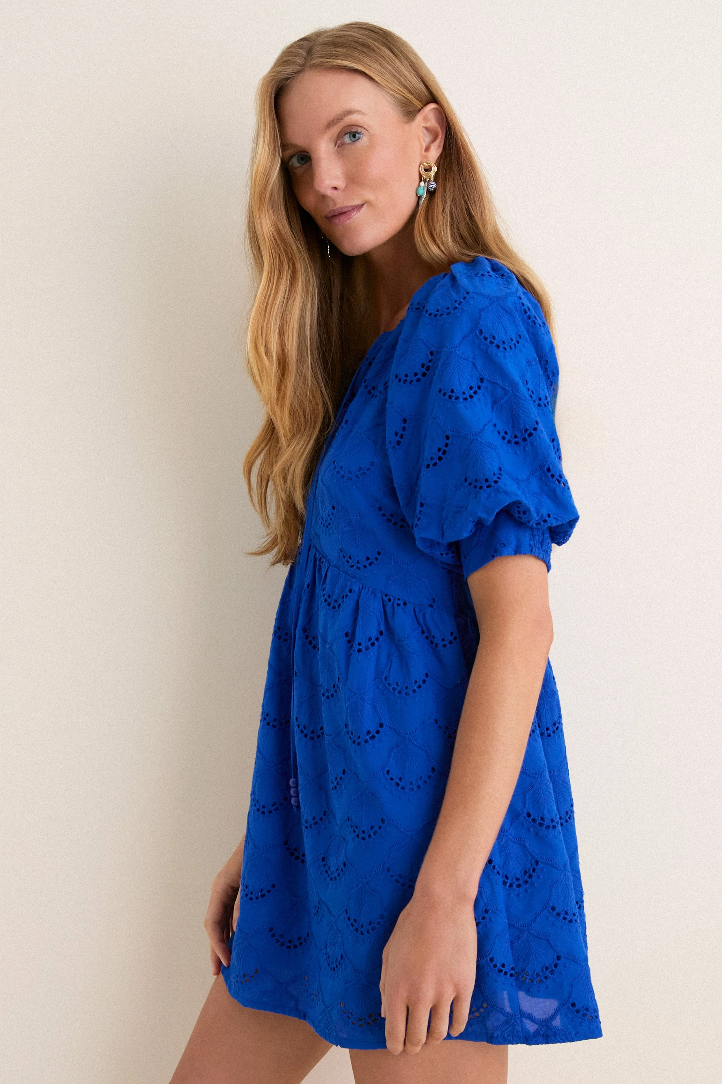 Royal Blue Eyelet Alexandra Mini Dress