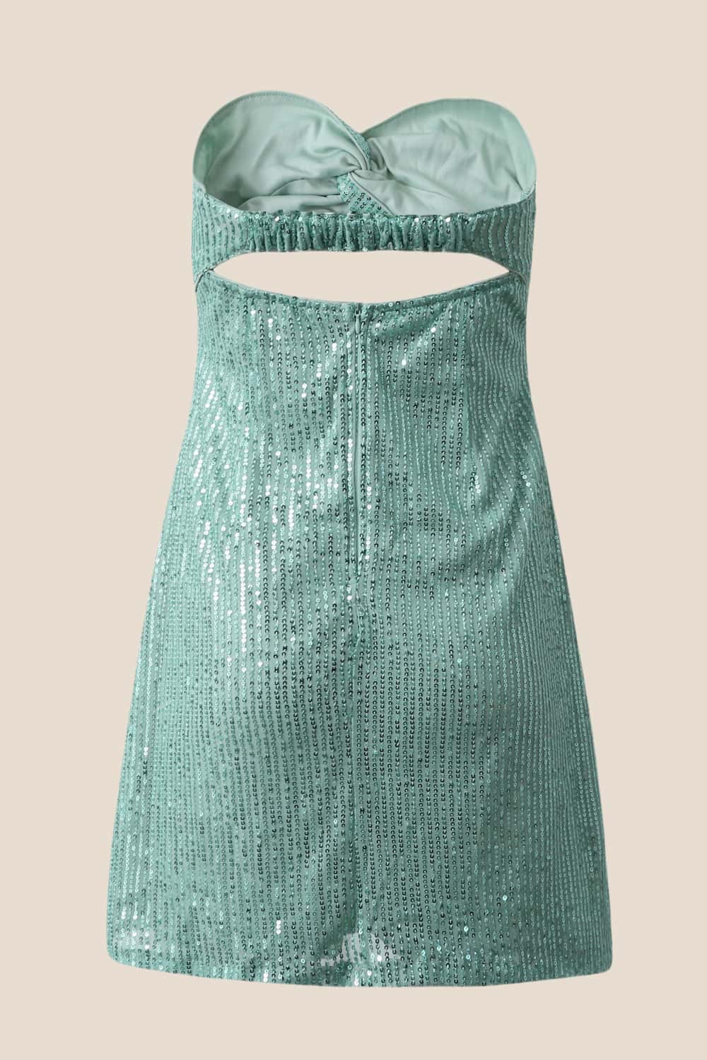 Green Sequin Twist Fitted Short Dress