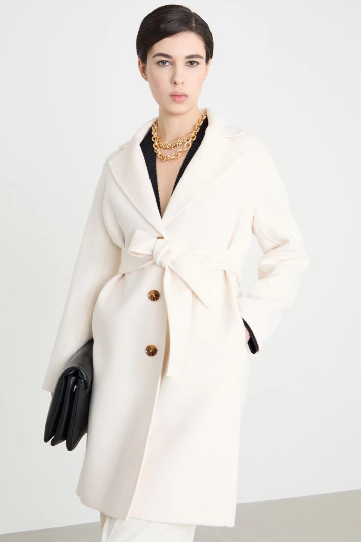 Double-faced wool-blend coat - WHITE