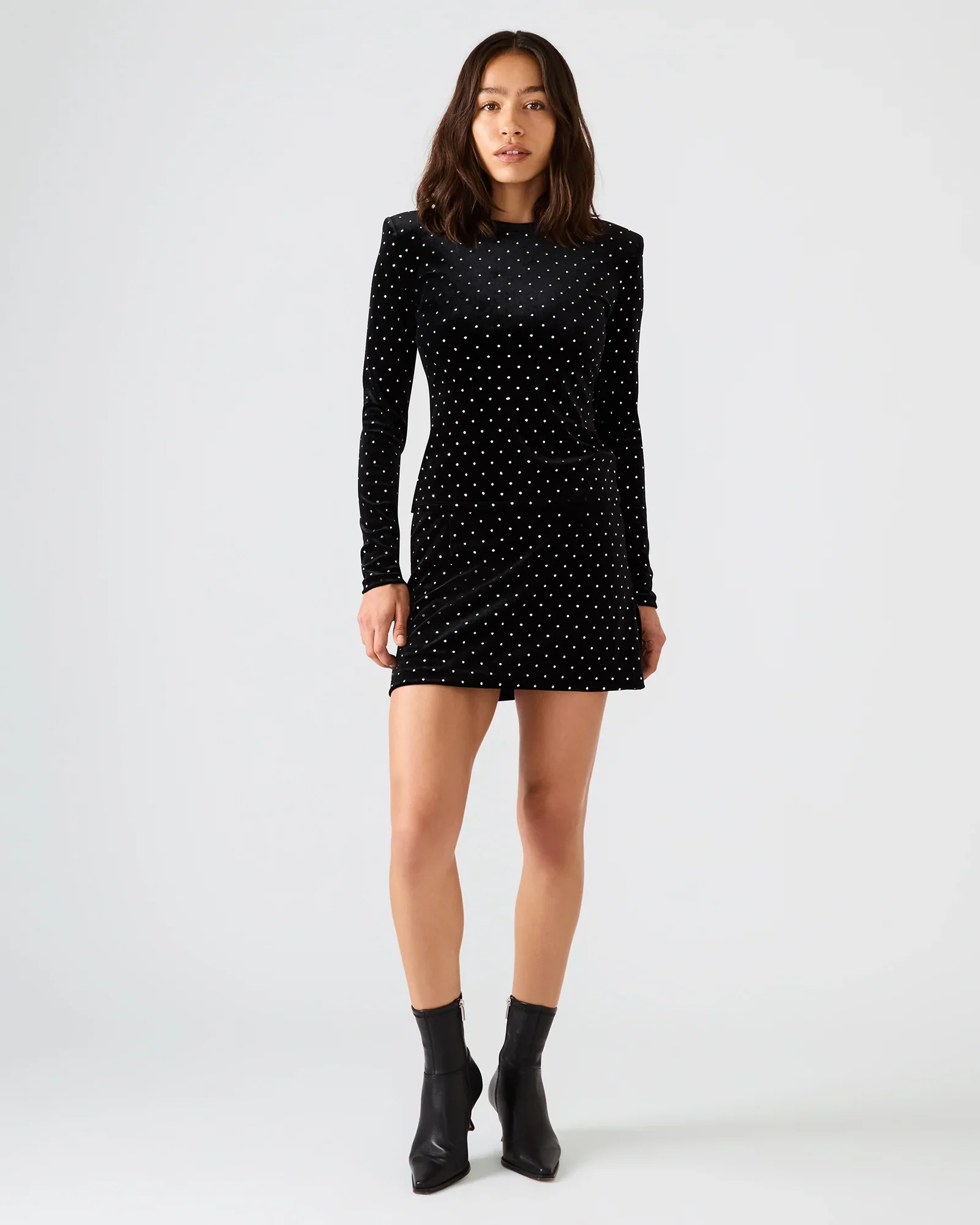 Cindi Studded Velvet Skirt Black