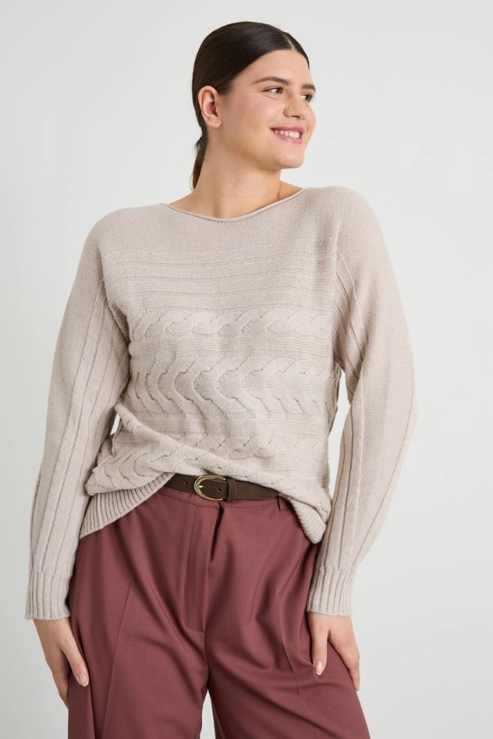 Wool blend sweater - BEIGE