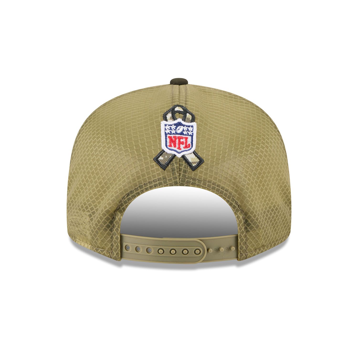 Houston Texans 2025 NFL Salute to Service 9FIFTY Split Panel Trucker Snapback Cap Olive