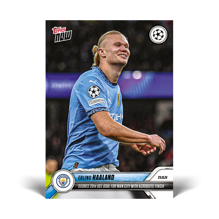 Erling Haaland - Scores 20th UCL goal for Man City with acrobatic finish - 24/25 UCC Topps NOW® Card 31