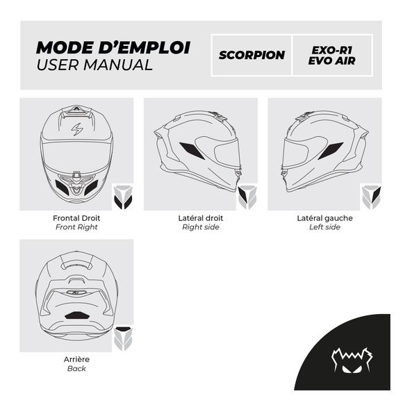 Fear The Yellow Bear REPLICA SCORPION EXO R1 EVO AIR - White Reflective StickersRef: FYB0033