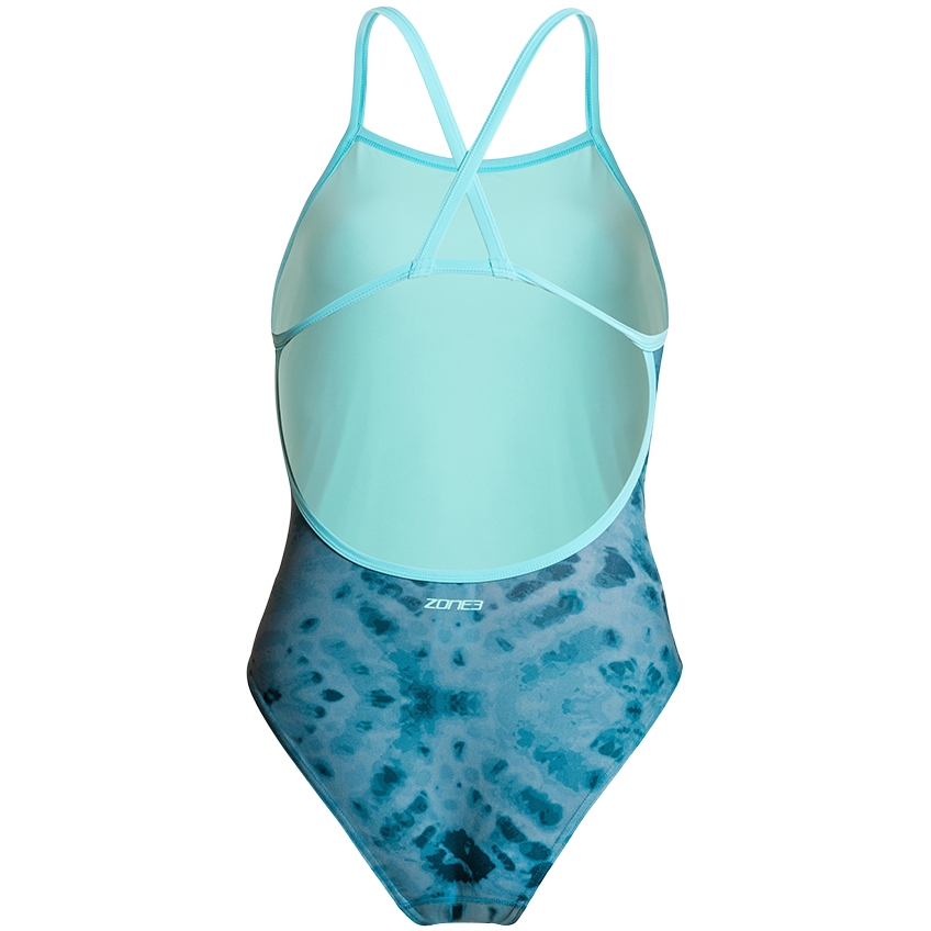Zone3 Strap Back Swimsuit Women - teal tie dye