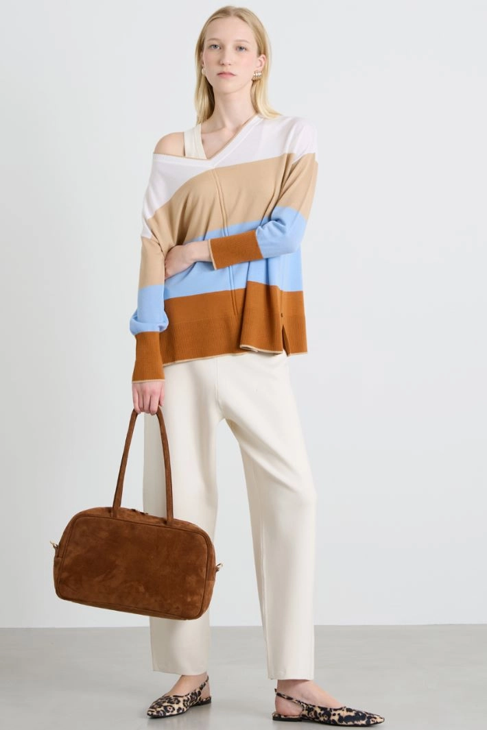 Wool sweater - CAMEL WHITE LIGHT BLUE