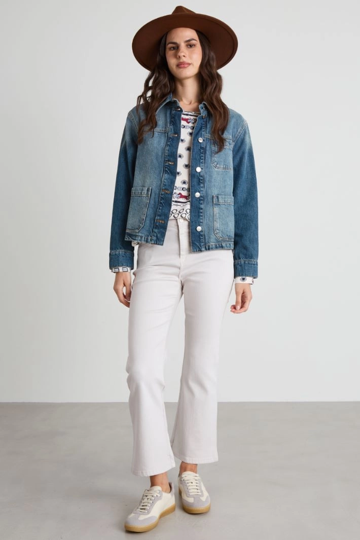 Boxy-fit denim jacket - LIGHT BLUE