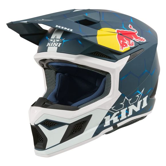 Casque cross Kini Red Bull MX3 1.0 2025 - Blanc / BleuRef : KRB0133