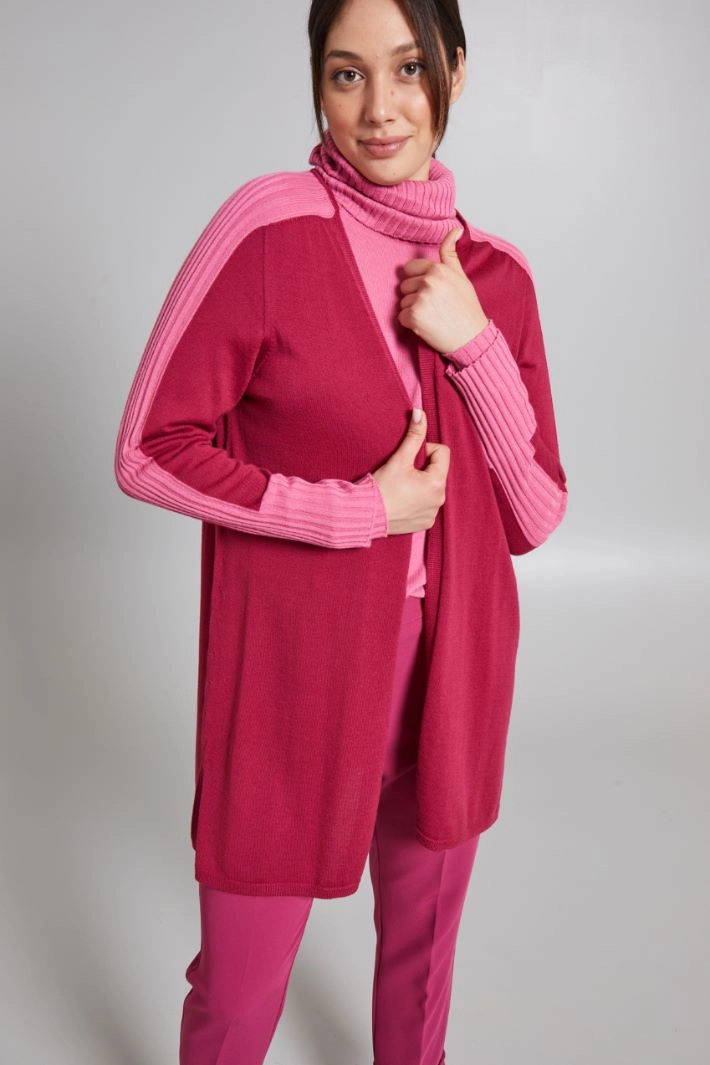 Two-tone wool-blend cardigan - RASPBERRY PINK