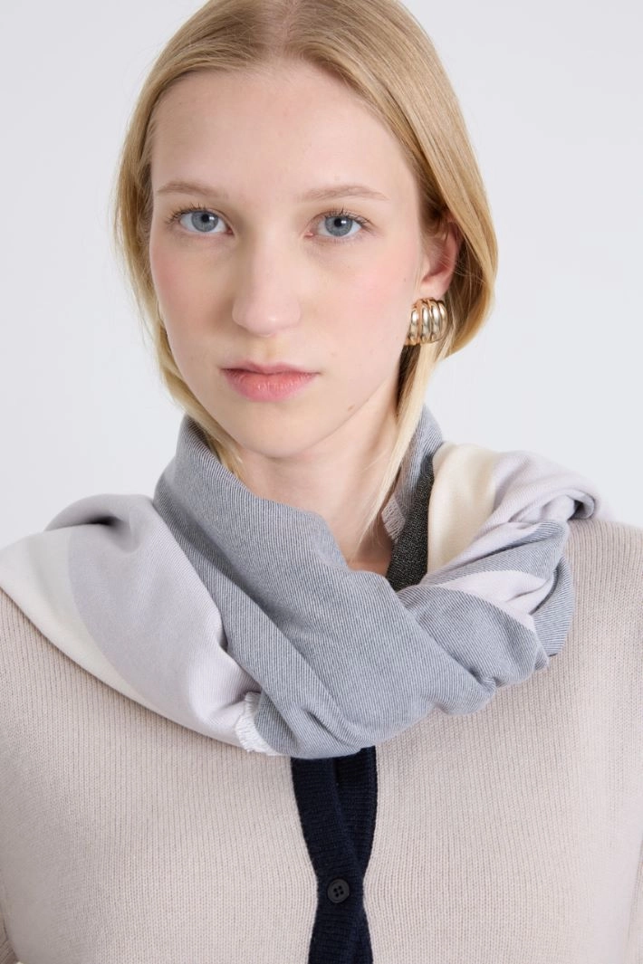 Striped viscose stole - GREY