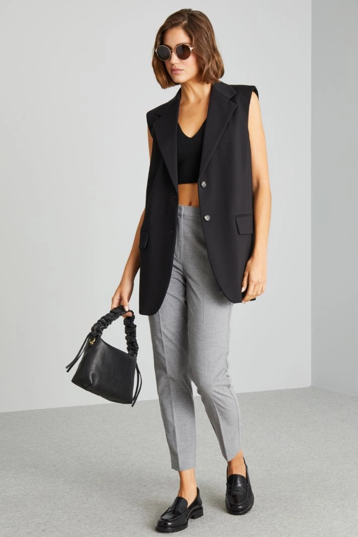 Step lapel gilet - BLACK