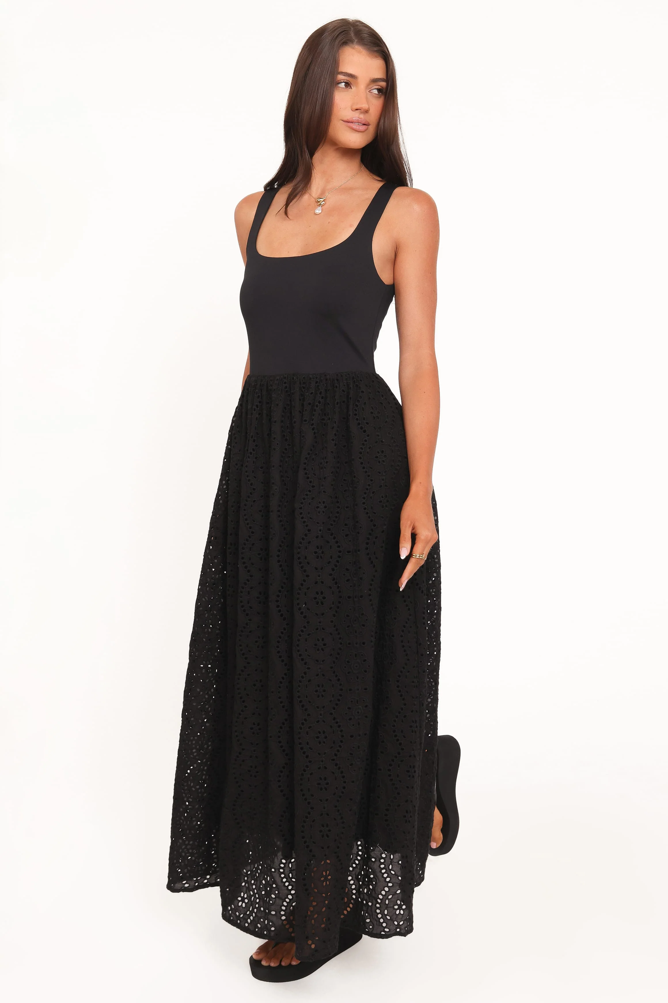 Alva Midi Dress - Black Broderie
