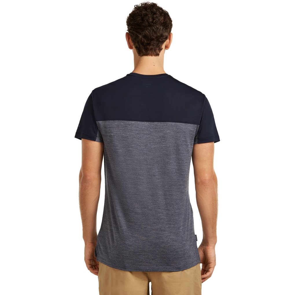 Icebreaker Merino 125 Cool-Lite™ Sphere Short Sleeve Tee Colour Block Men - Midnight Navy Hthr/Midnight Navy
