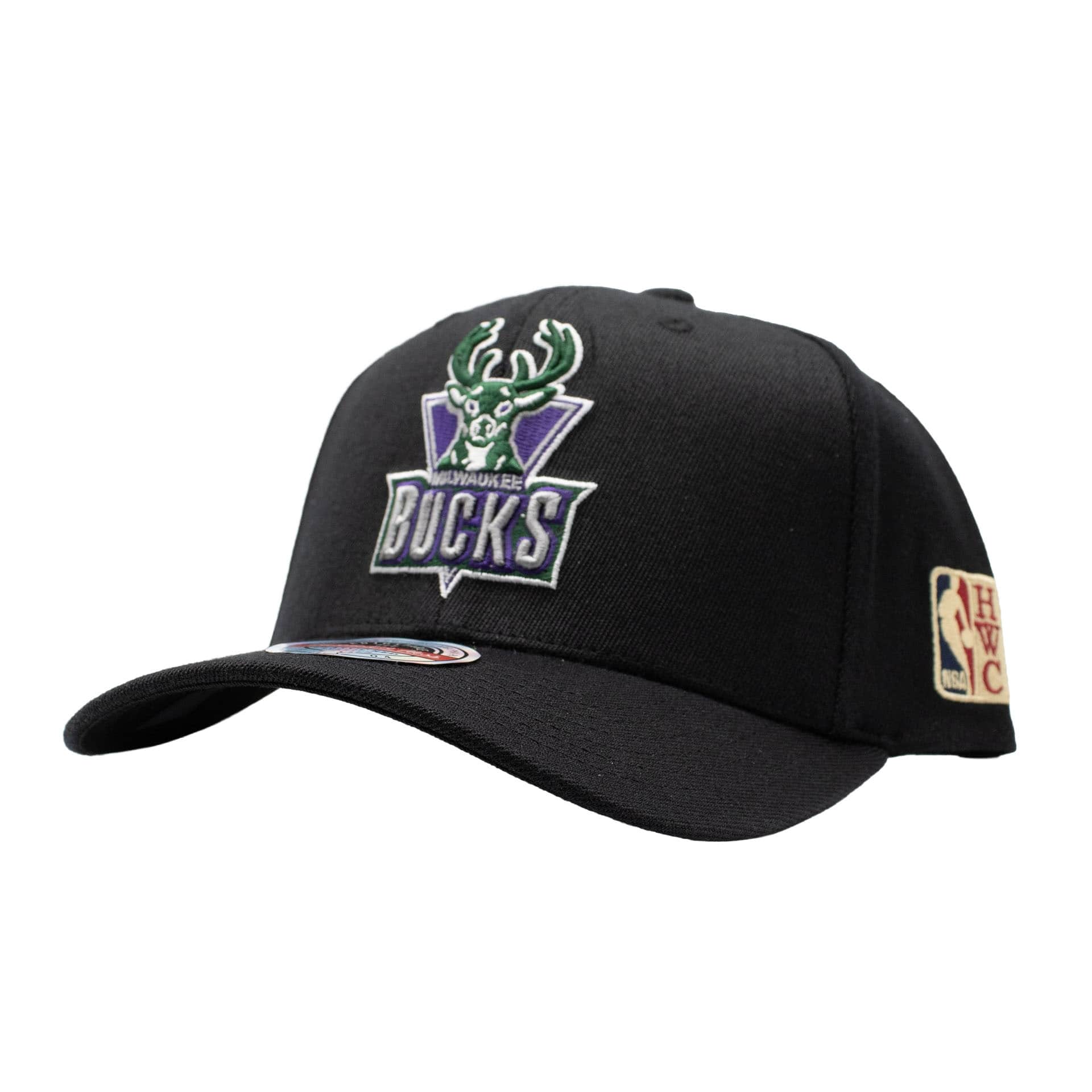 Milwaukee Bucks Team Logo Classic Red Stretch-Snap NBA Cap Black