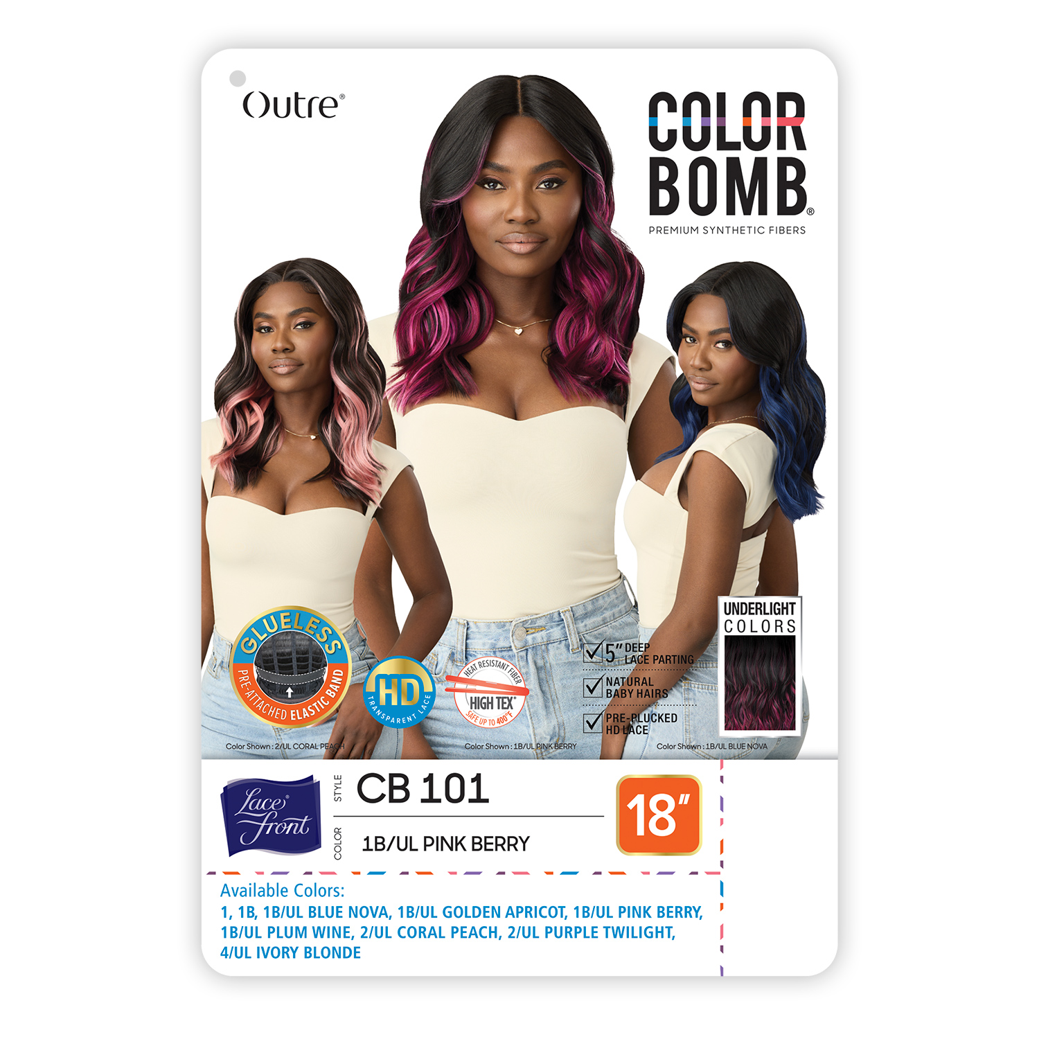 Outre HD Lace Front Wig Glueless Color Bomb CB 101