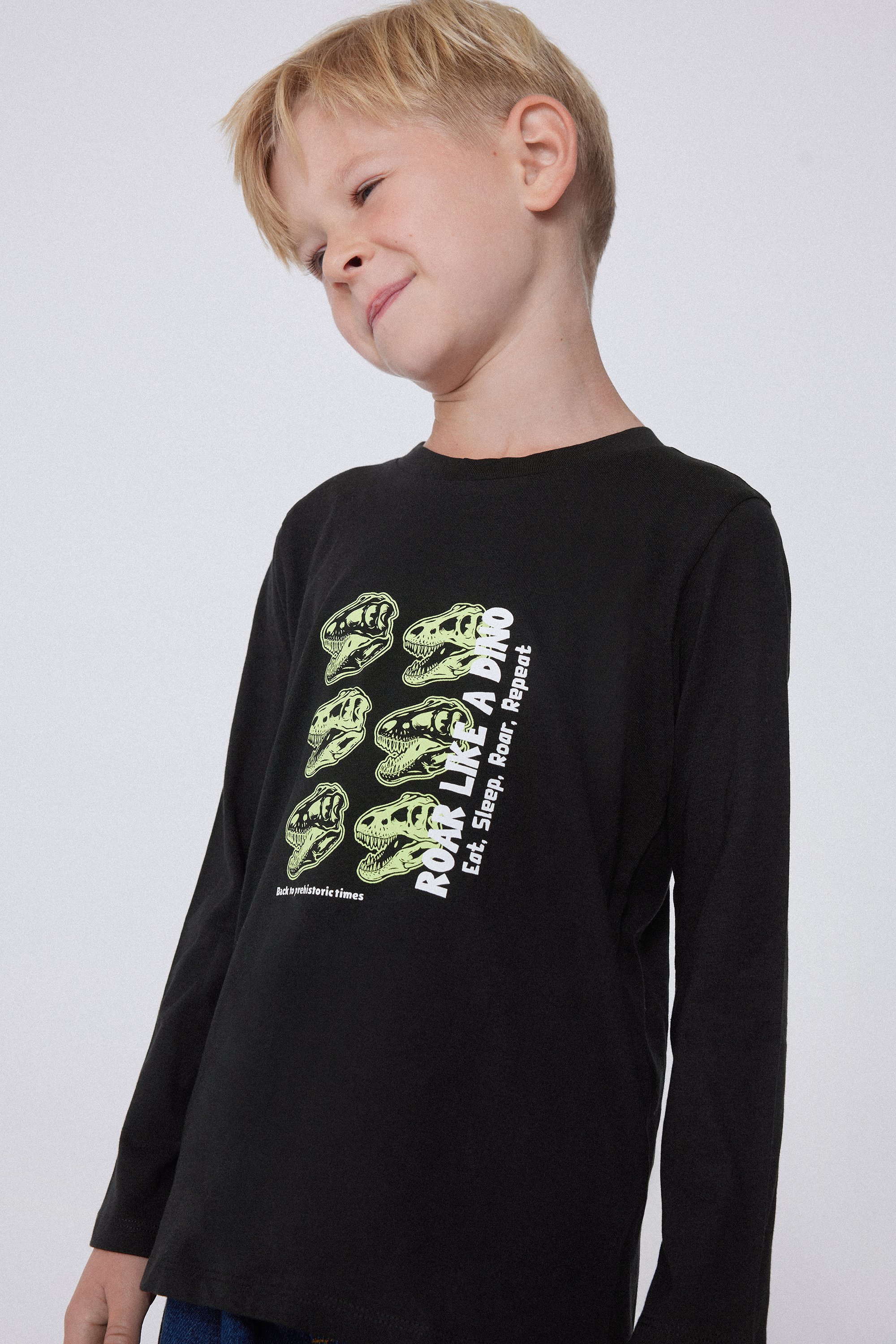 Boys’ Long Sleeve Printed Cotton Top