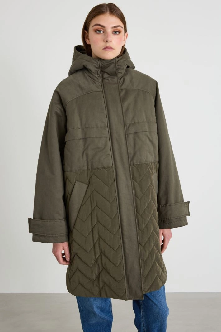 Padded parka with reversible gilet - KHAKI GREEN