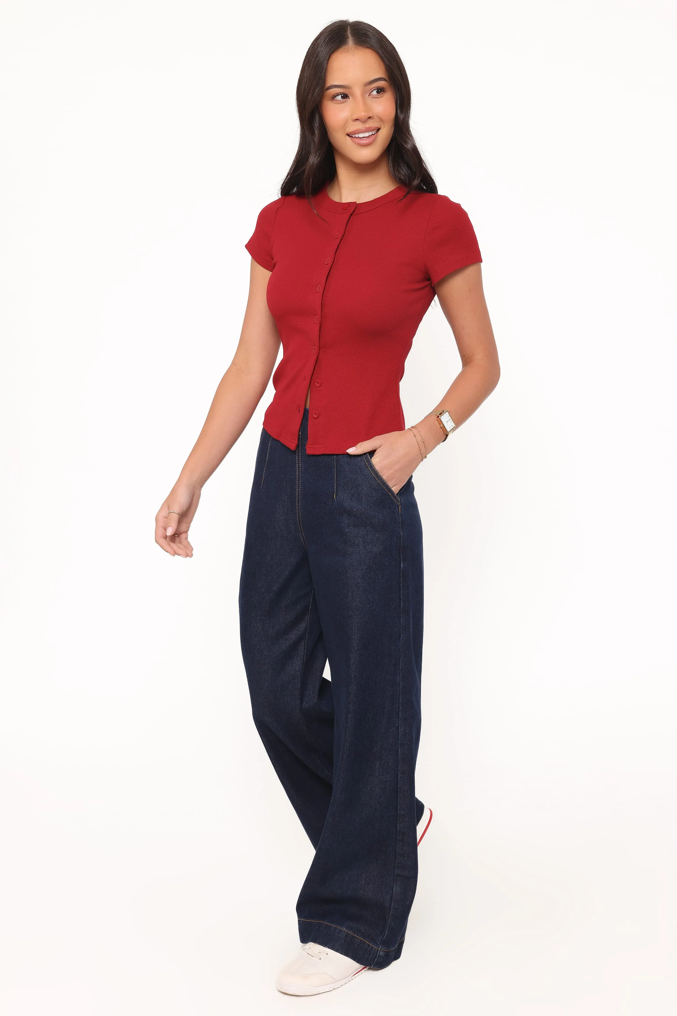 Evandra Straight Leg Denim Trouser Pant - Indigo