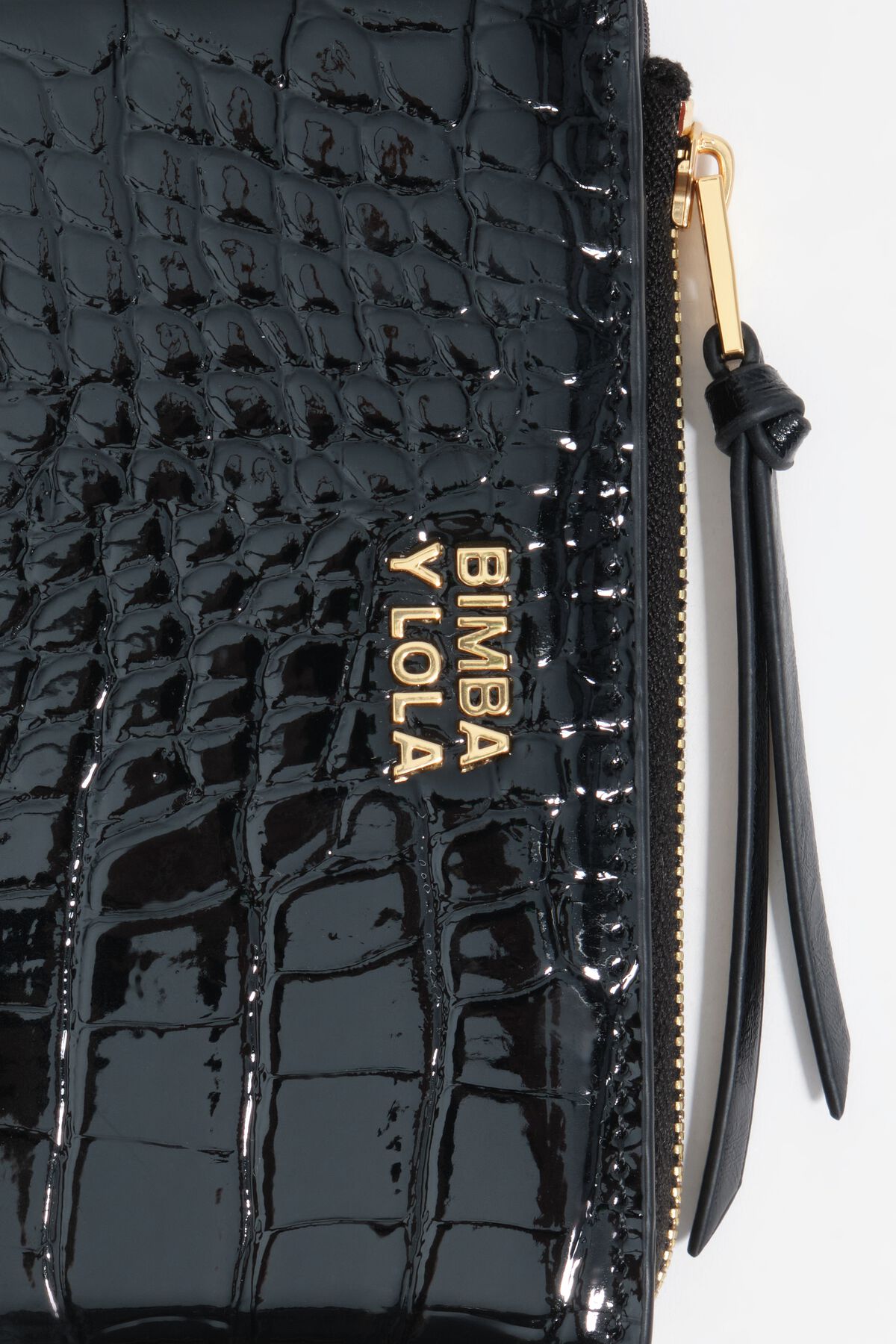 Black mock croc purse