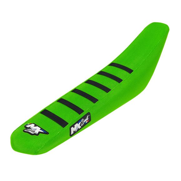 MX Seat 6 ribs saddle cover - Green / BlackRef: Mxs0229 / Kawasaki-6Ribs-Vertnoir-65-0026