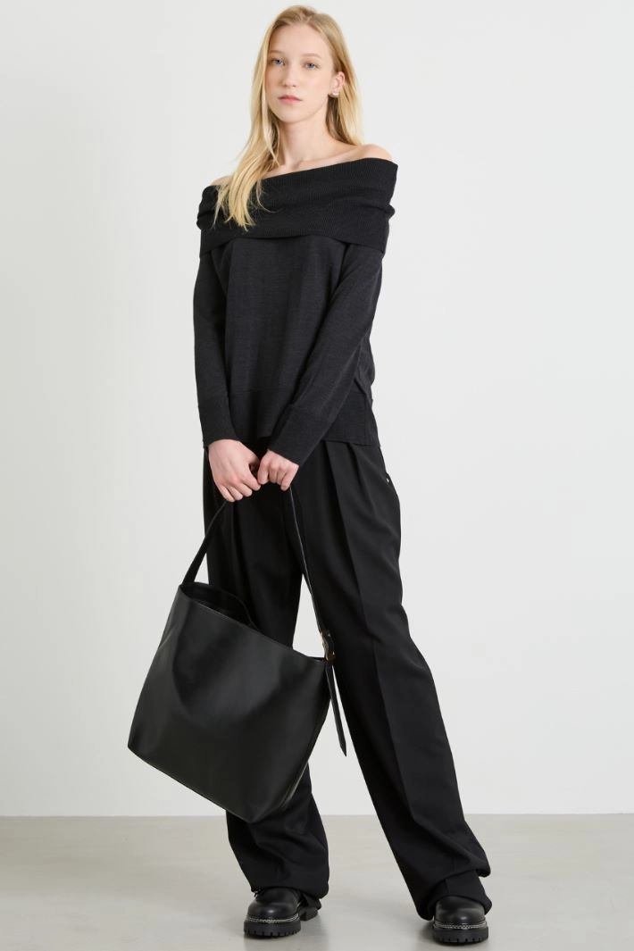 Wool off-the-shoulder sweater - ANTHRACITE