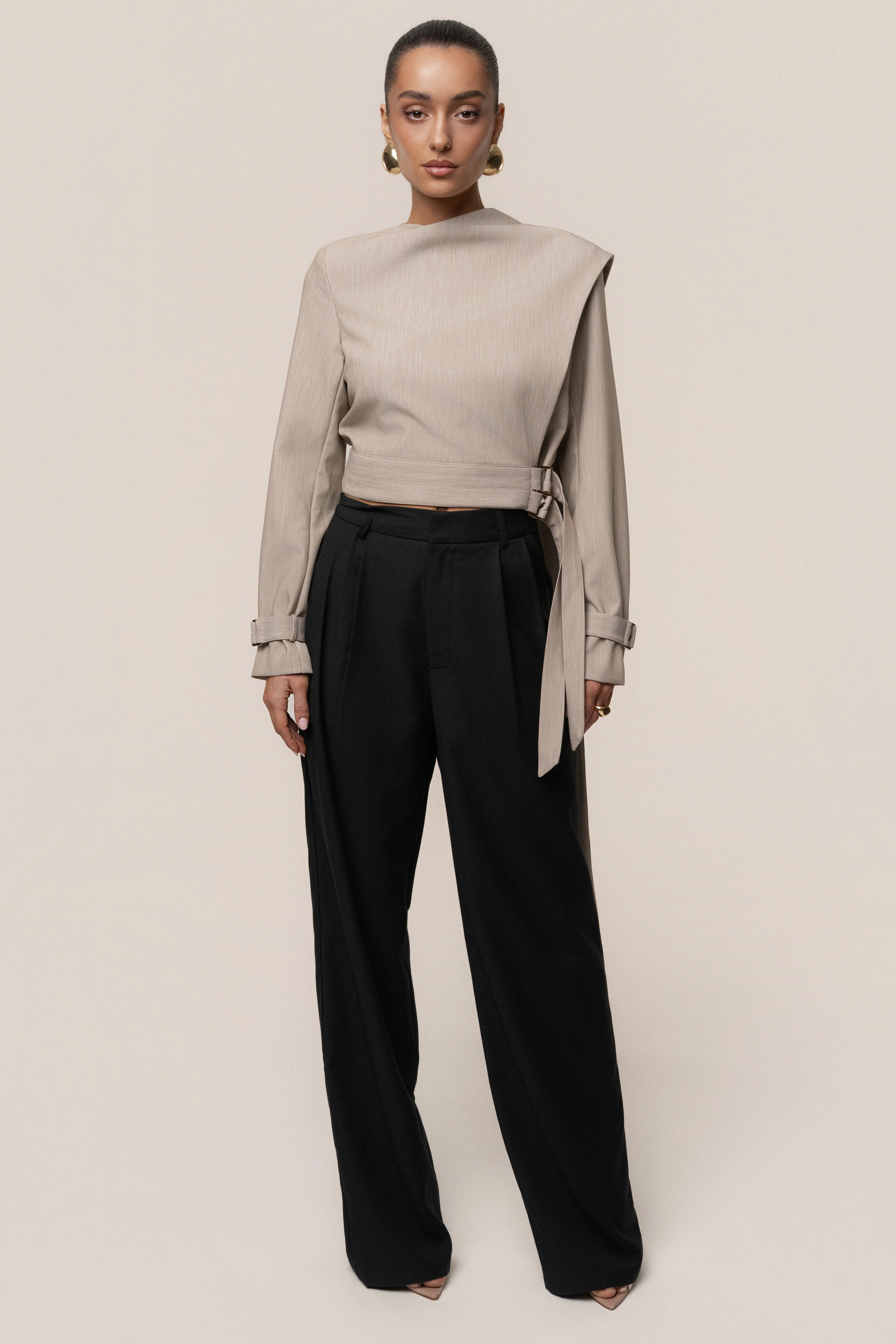 Stone Aligned Scarf Top