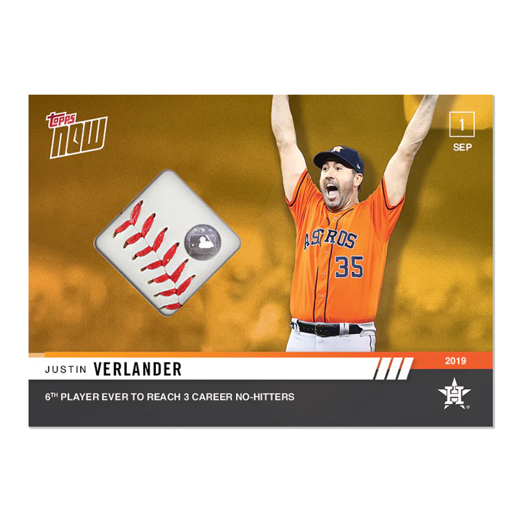 Game-Used Ball Relic # to 1 - Justin Verlander - MLB TOPPS NOW® Card 778D