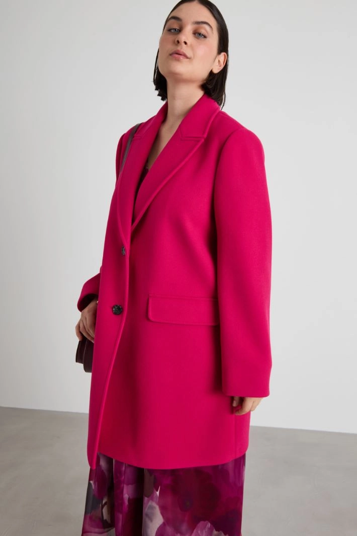 Stretch jersey coat - FUCHSIA