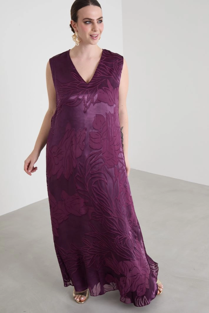 Devoré silk satin dress - EGGPLANT