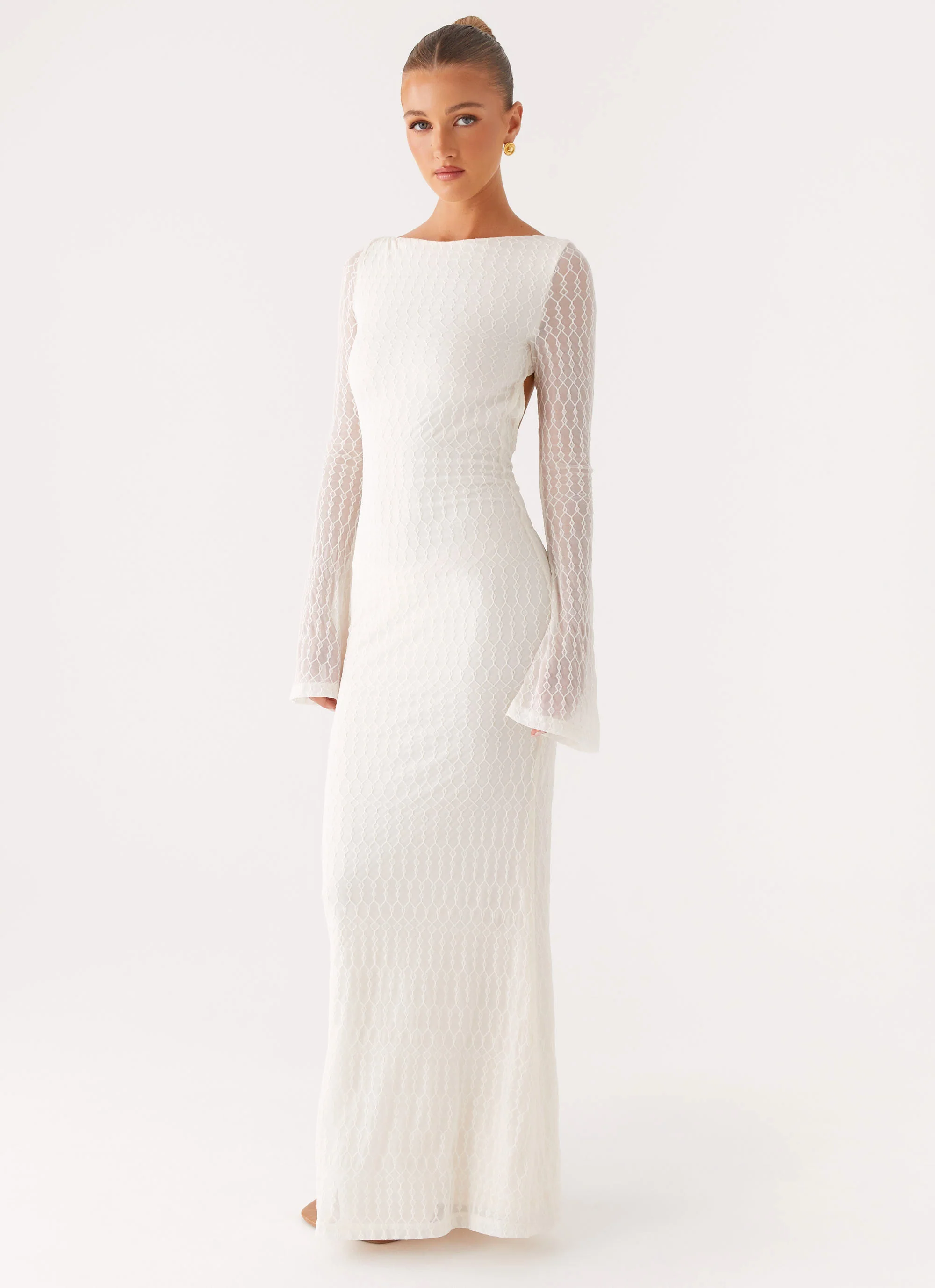 Ethereal Long Sleeve Maxi Dress - Ivory