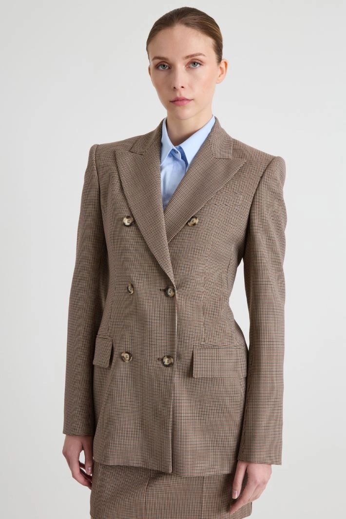 Fitted houndstooth Blazer - BROWN