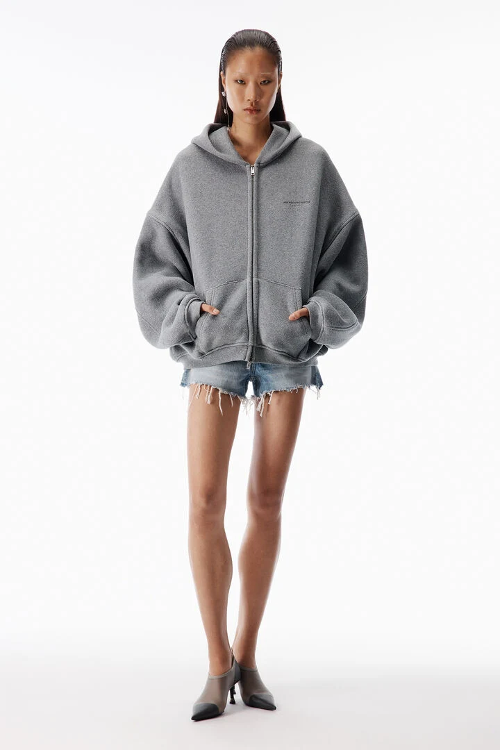 all-over crystal zip up hoodie
