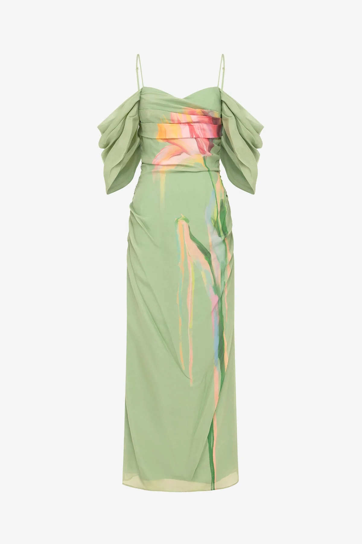 Angeline Maxi Dress - Tulip Print in Green