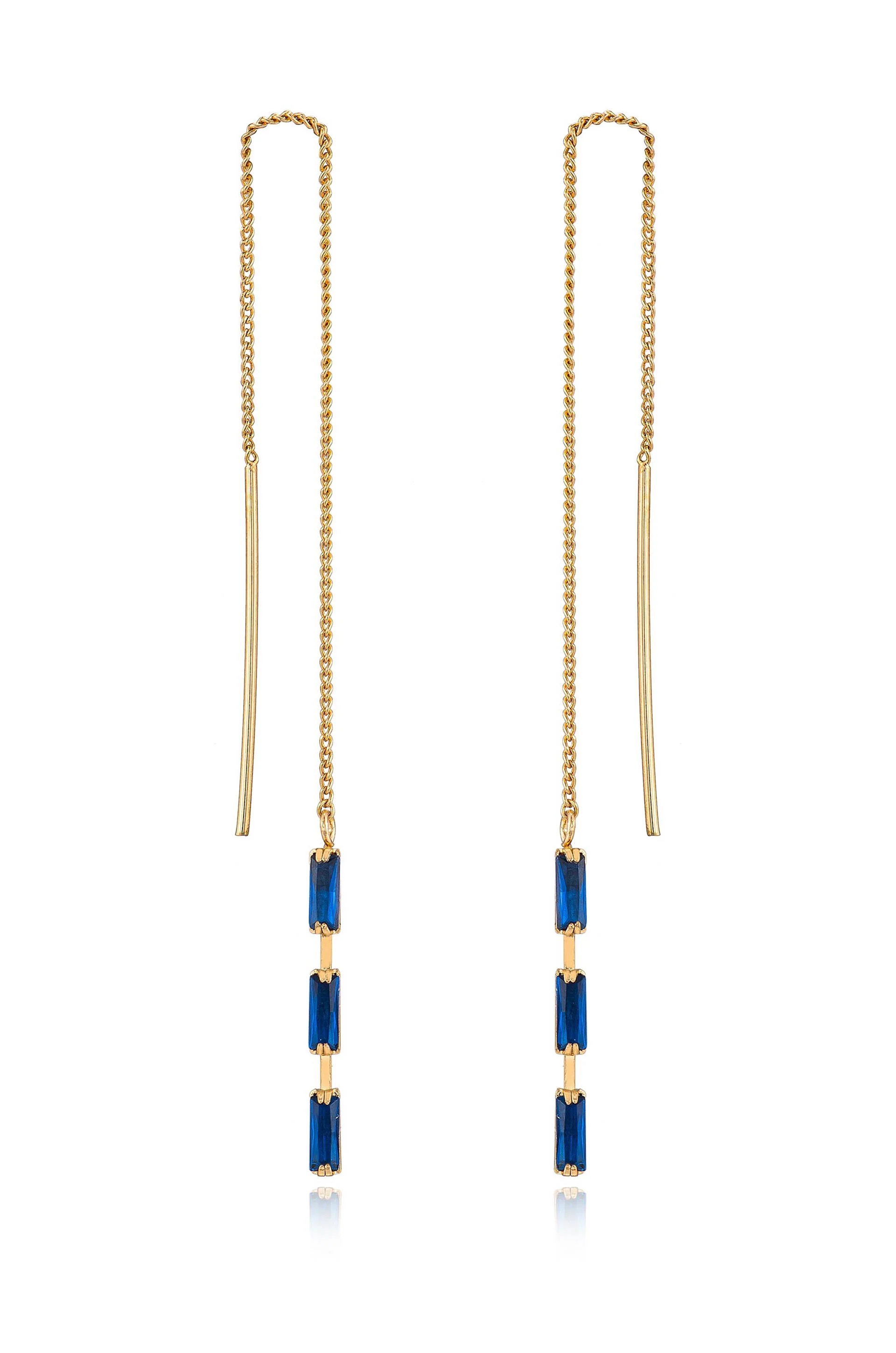 Crystal Baguette Threader Earrings