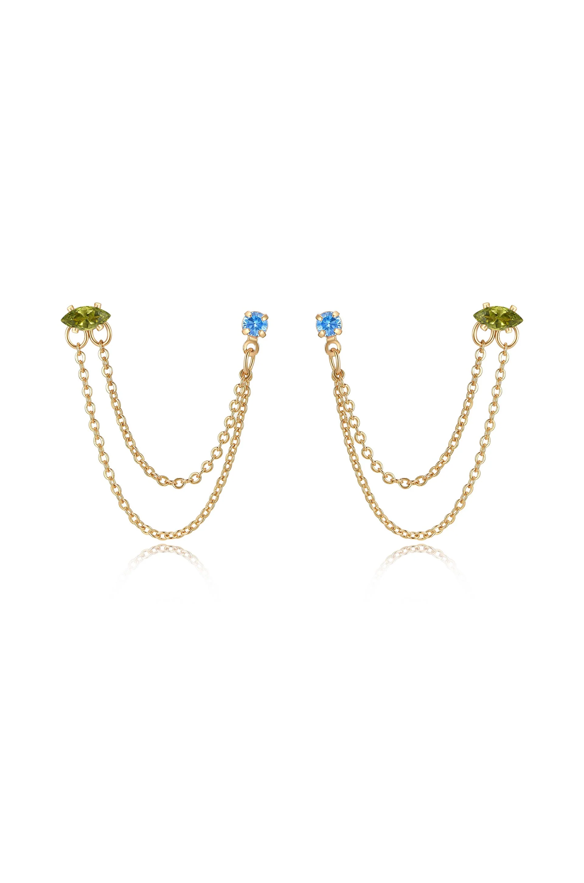 Double Piercing Chain Dangle Earrings