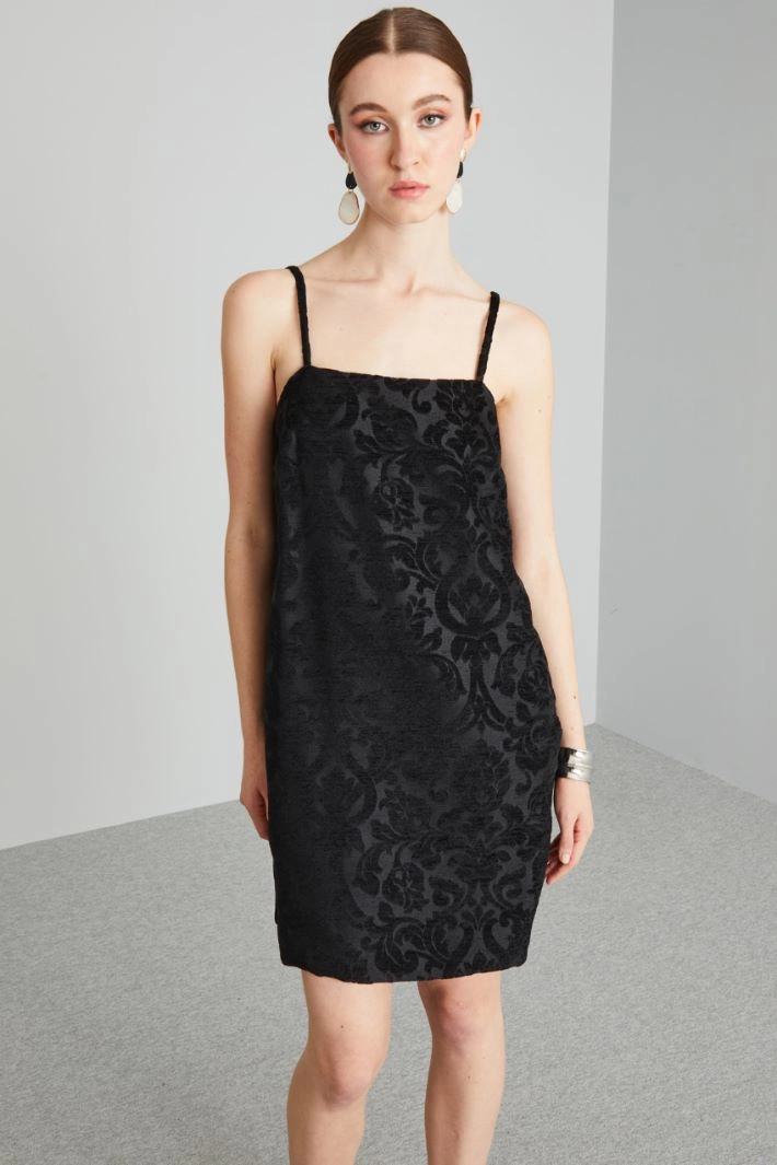 Brocade short dress - BLACK