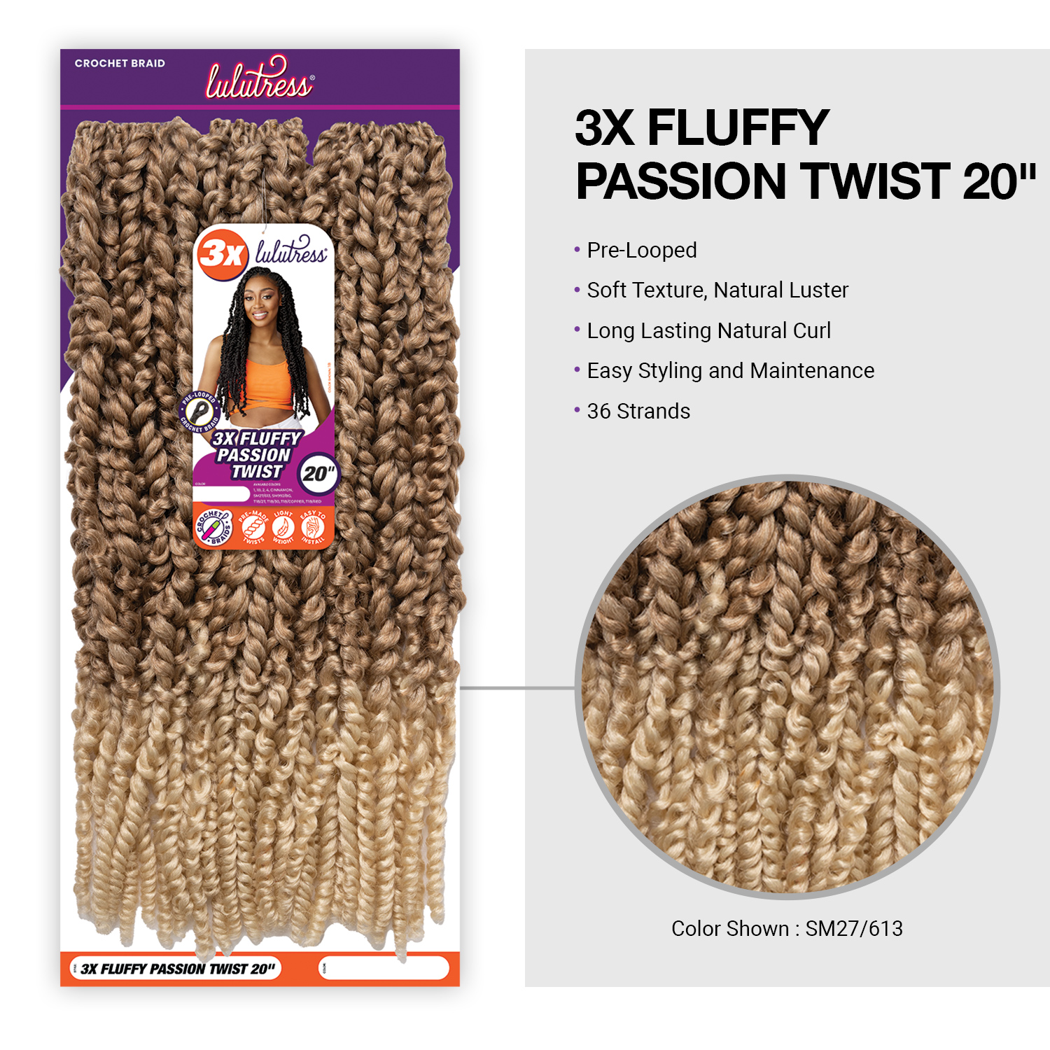 Sensationnel Crochet Braids Lulutress Pre-Looped 3X Fluffy Passion Twist 20