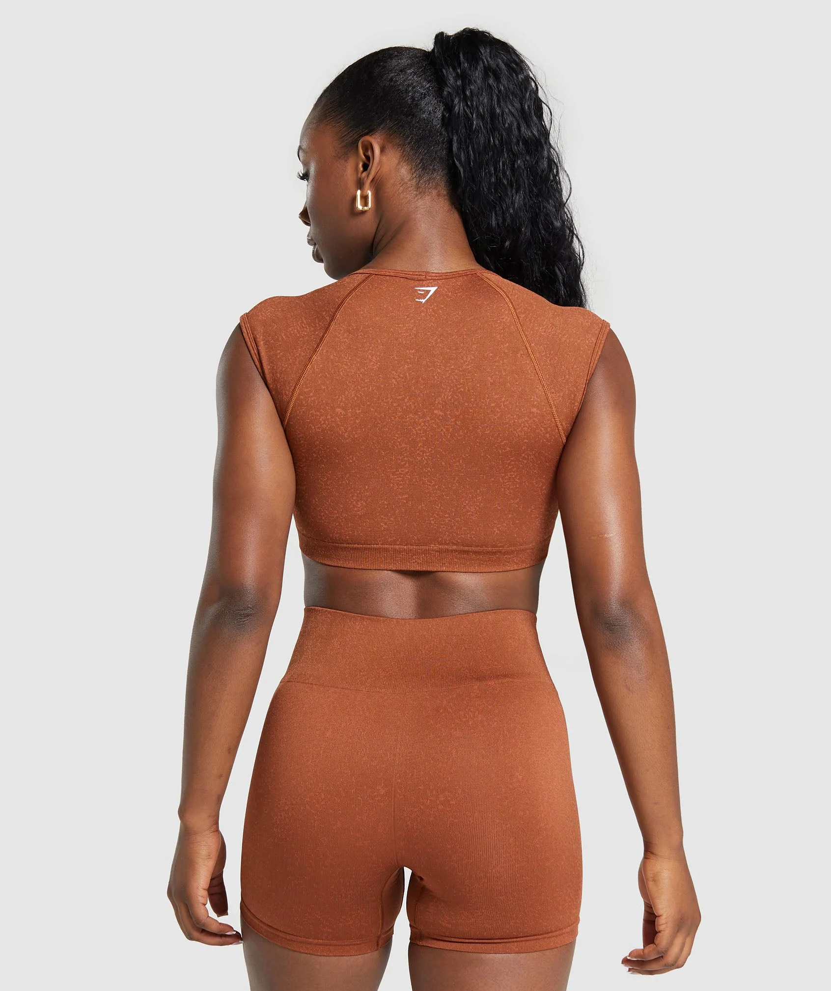 Adapt Fleck Seamless Crop Top Copper Brown/Terracotta Orange