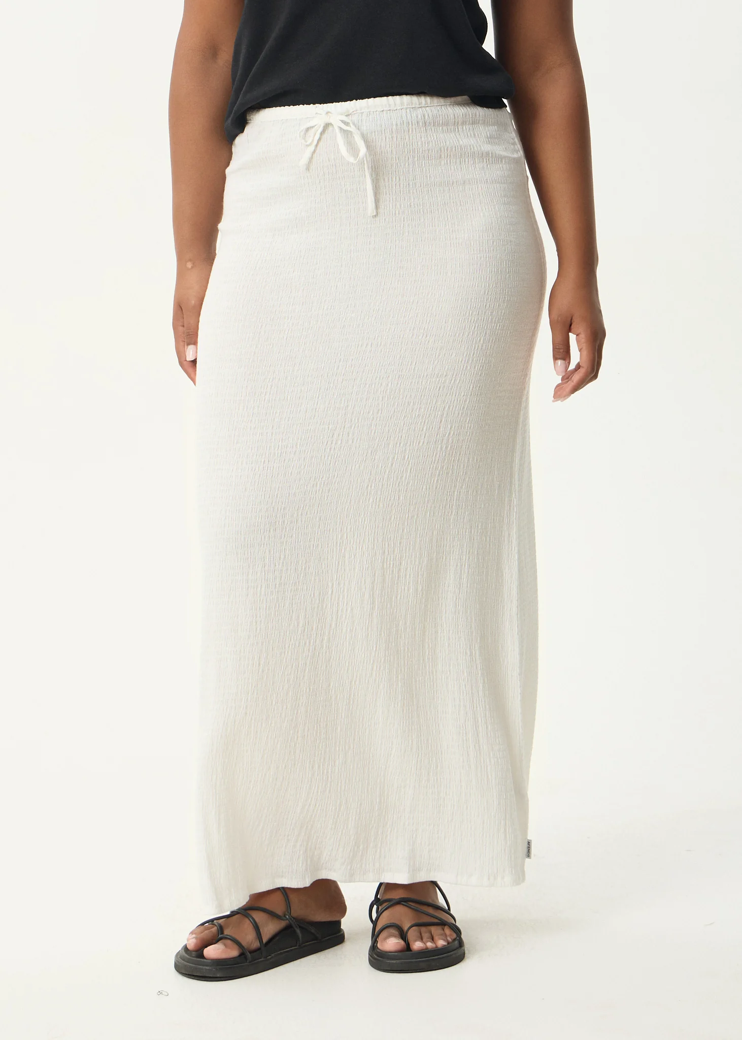 AFENDS Womens Frida - Seersucker Maxi Skirt - Off White