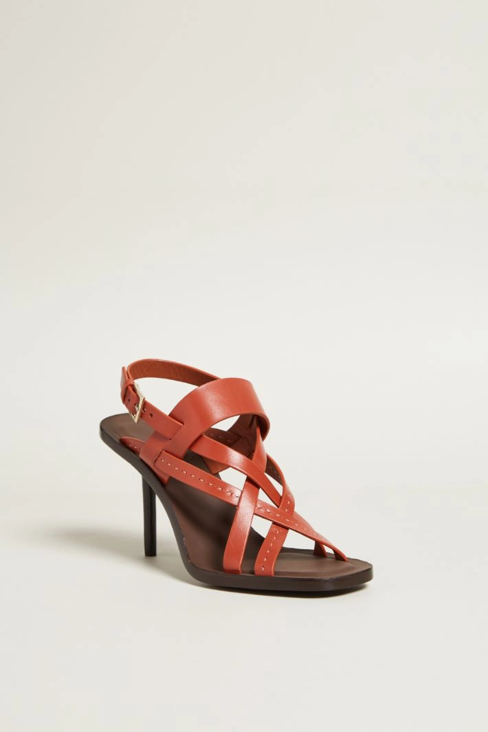 Leather sandals - DARK RUST