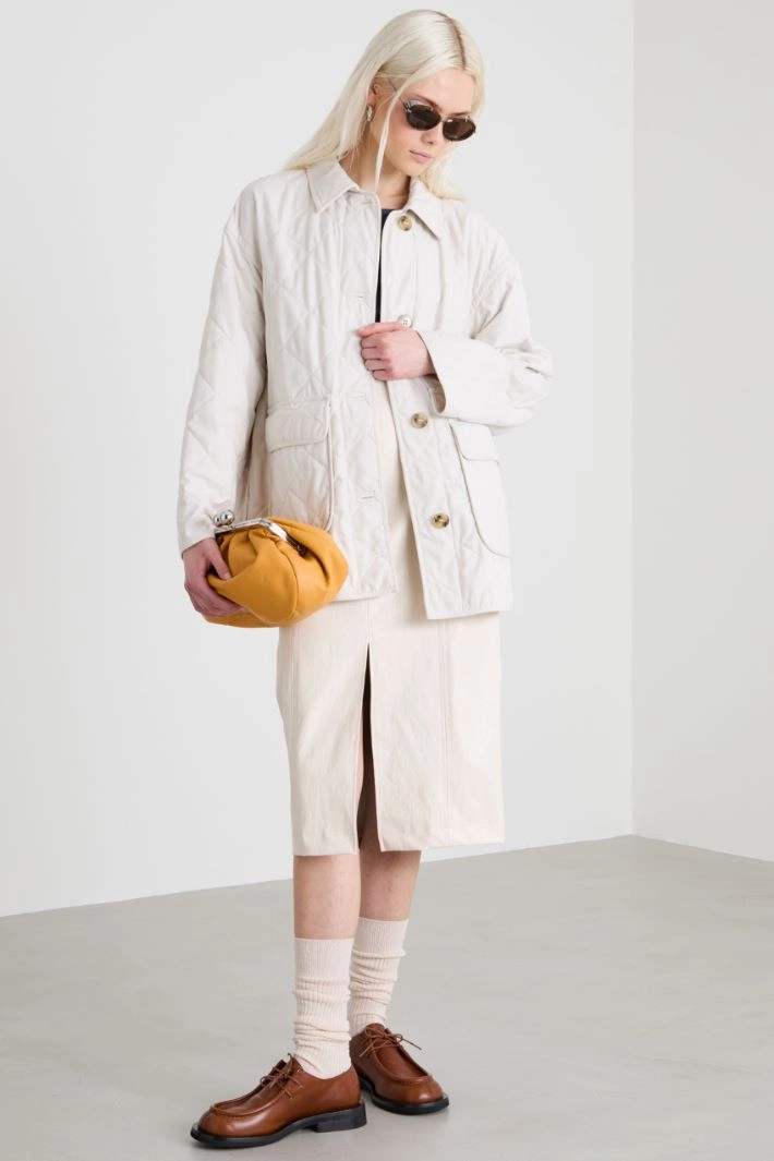 Padded jacket in quilted flannel - WHITE