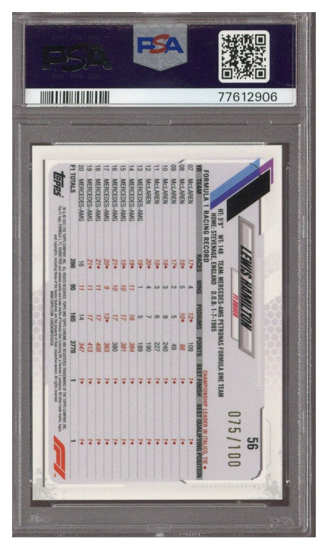 2021 Topps Chrome Sapphire Lewis Hamilton Negative-Edition PSA 10