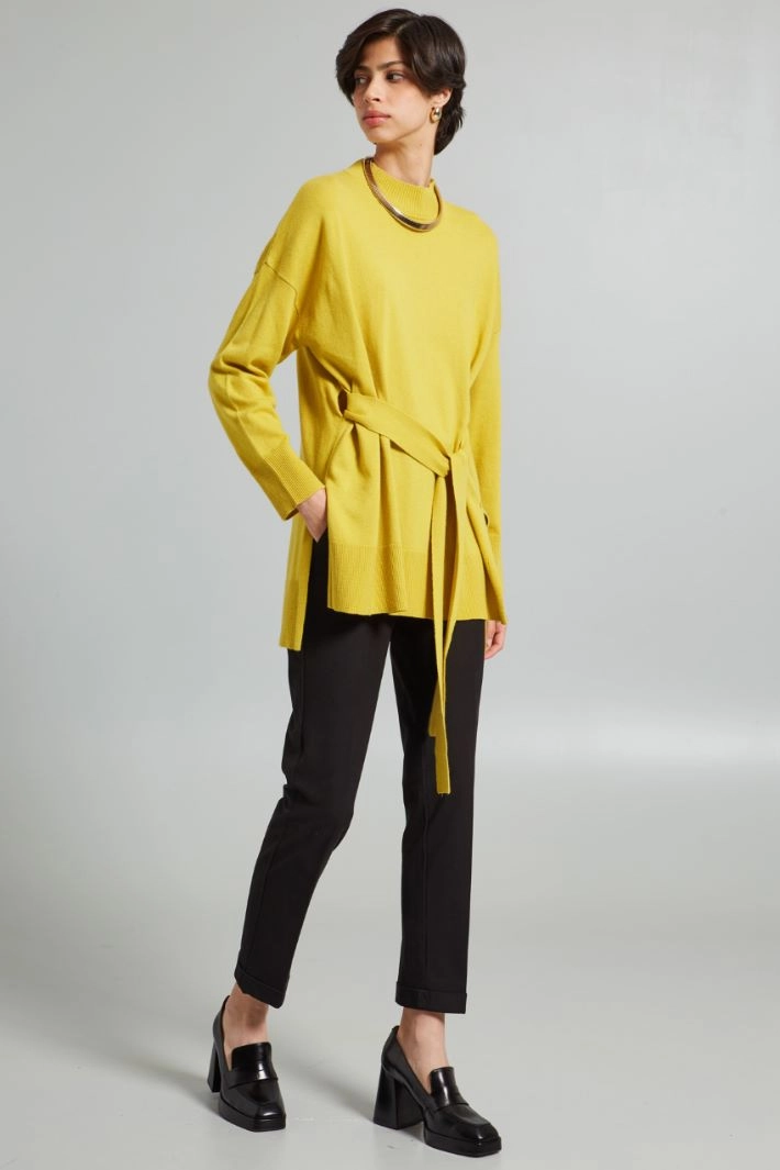 Belted sweater - YELLOW