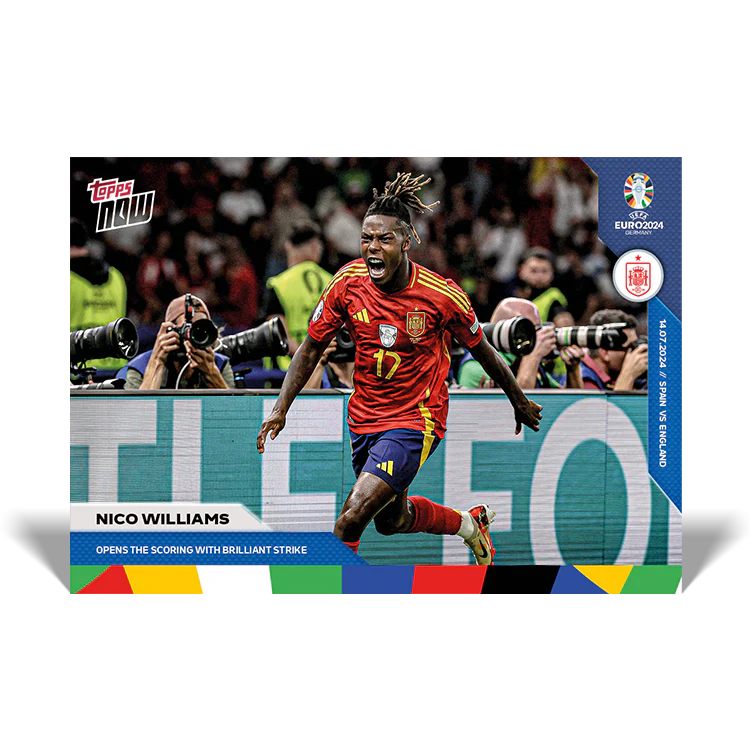 Nico Williams - Opens the scoring with brilliant strike - EURO 2024 TOPPS NOW® Card 64