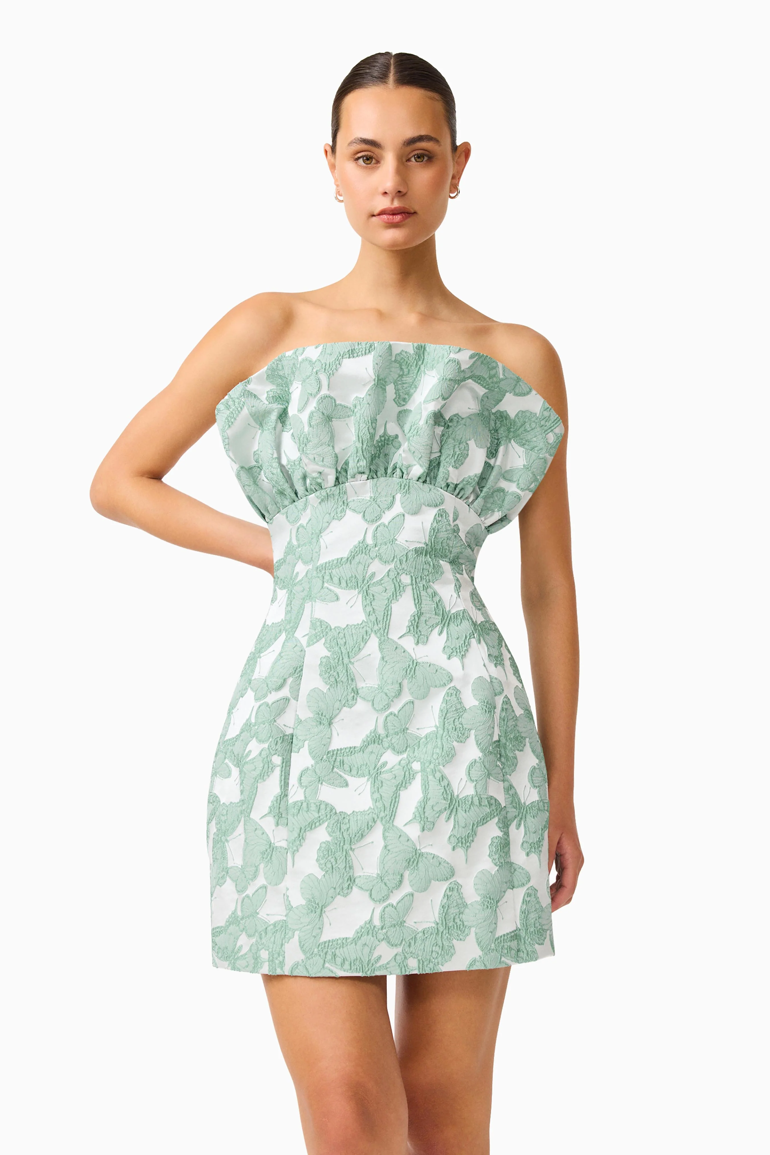 Lisette Ruffle Mini Dress in Sea Green