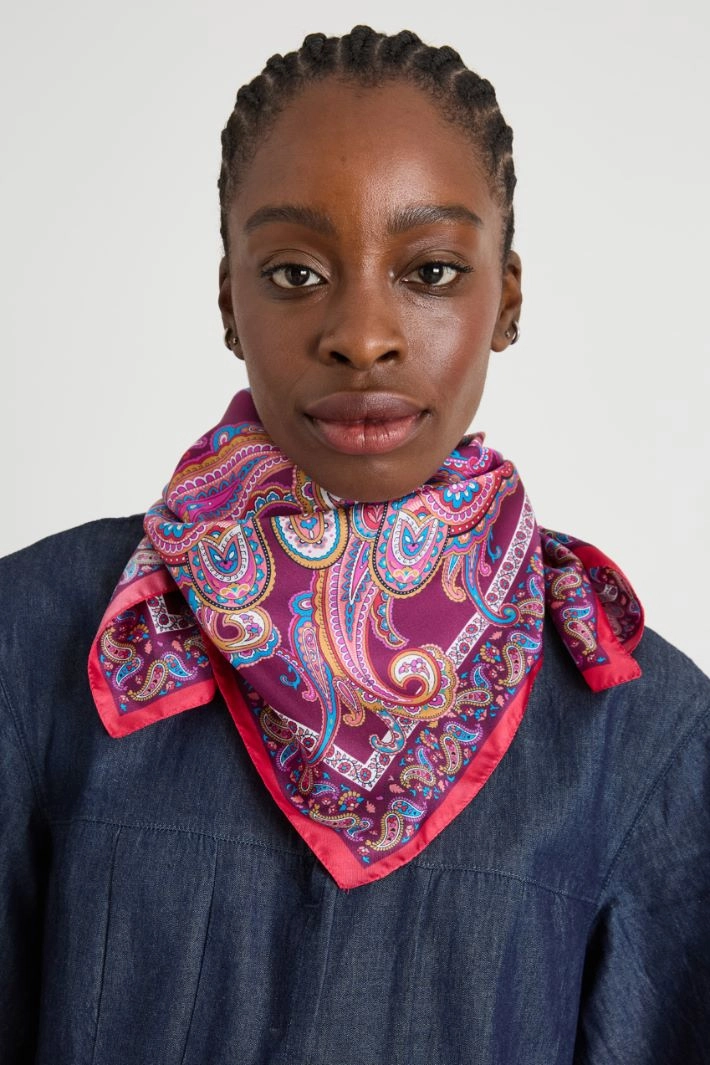 Silk twill scarf - FUCHSIA