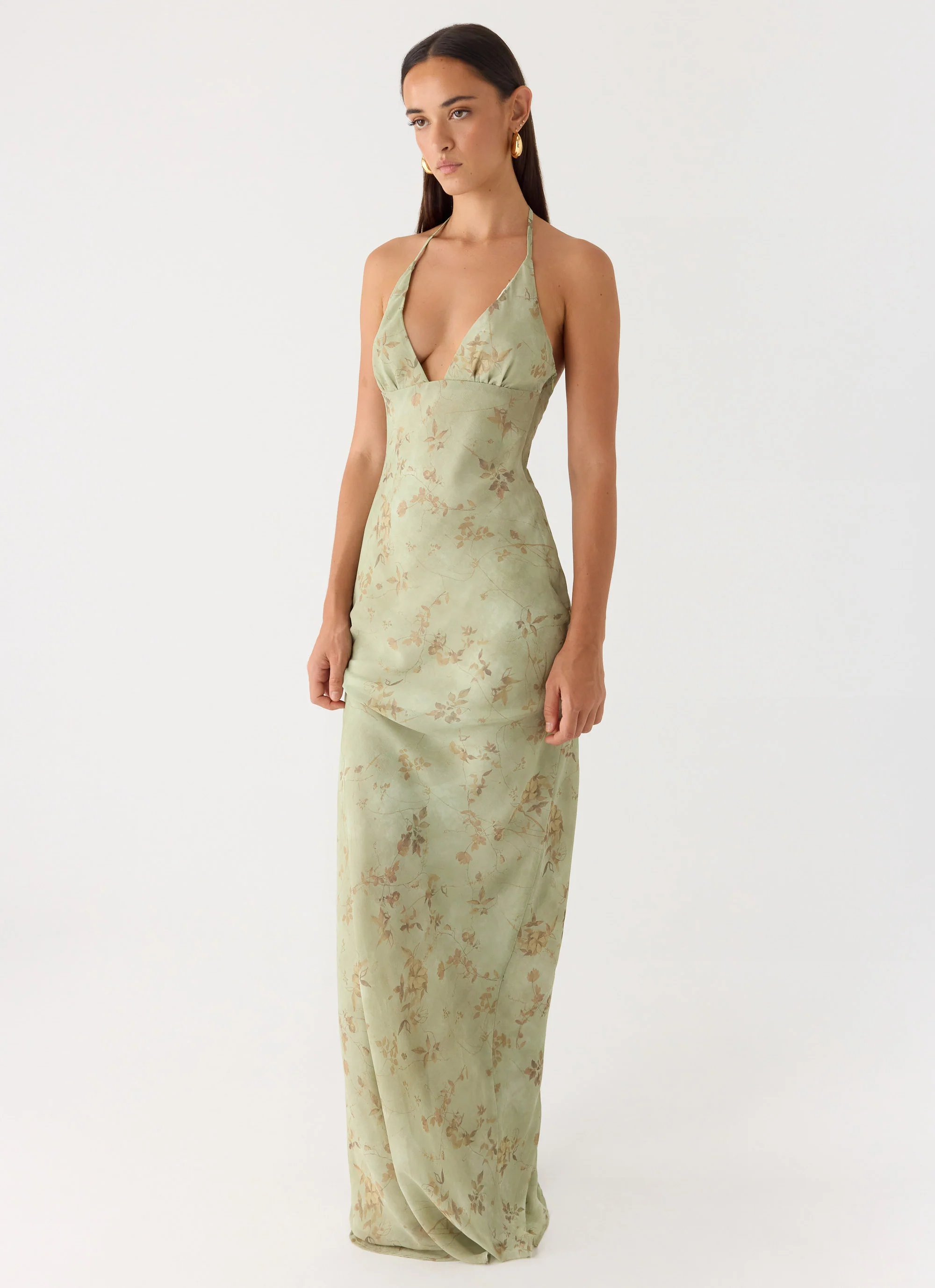 Ultra Quiet Halter Maxi Dress - Wispy Fern